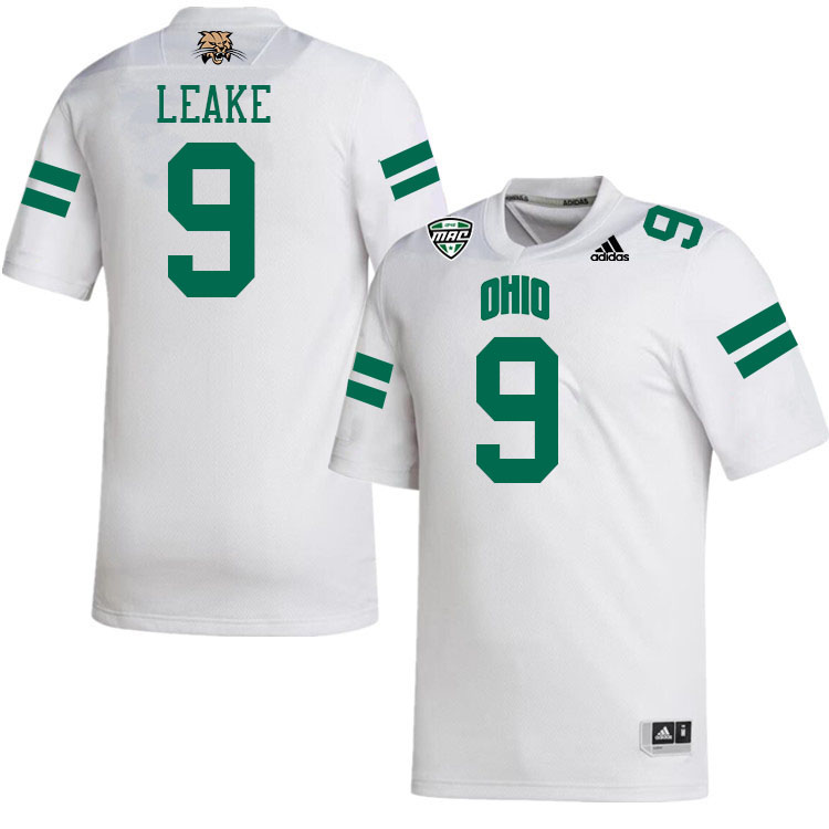 Ohio Bobcats #9 Blake Leake College Football Jerseys Stitched-White